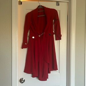 Beautiful red, knee length jacket. Never worn, tags still on! Size small.